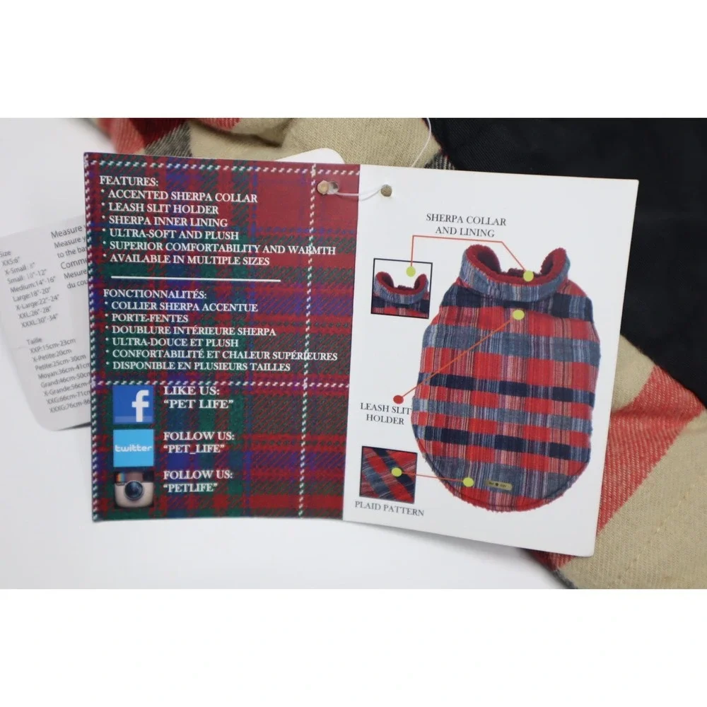 Pet Life Allegiance Classical‎ Plaided Insulated Dog Coat Jacket - Plaid - XL